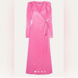 ROTATE Birger Christensen Satin Maxi Wrap
Dress in Pink Carnation Size 34